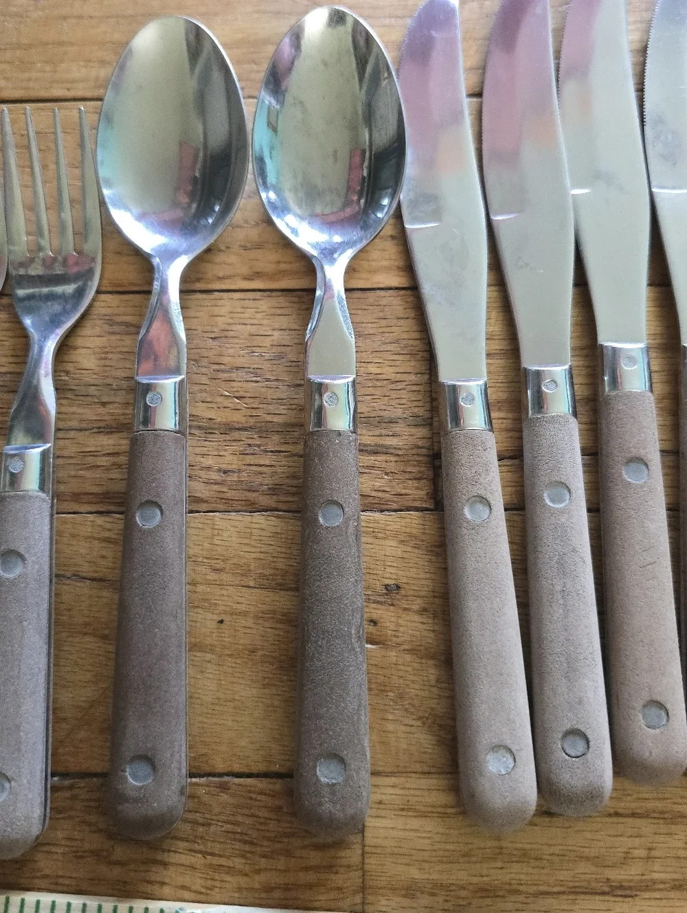 Washington Forge WF MARDI GRAS Vtg Korea Flatware Brown Wood Stainless 14 Pieces